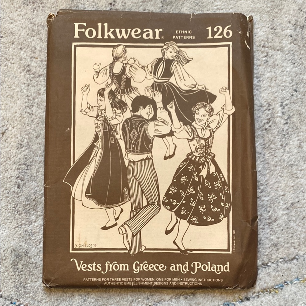 Folkwear 126 Vintage Sewing Pattern for Vests from Greece and Poland